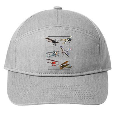 Wwi Fighters Airplanes 7-Panel Snapback Hat