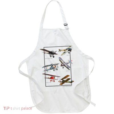 Wwi Fighters Airplanes Full-Length Apron With Pockets