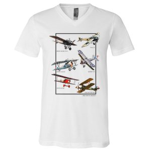 Wwi Fighters Airplanes V-Neck T-Shirt