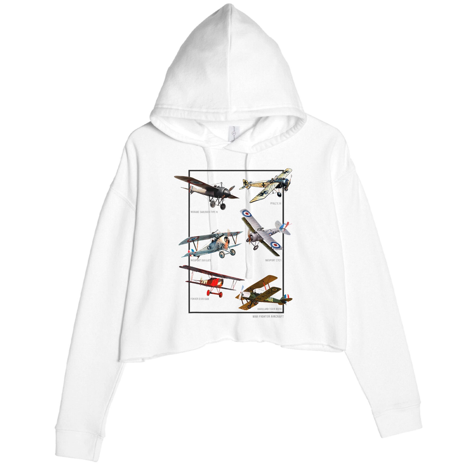 Wwi Fighters Airplanes Crop Fleece Hoodie