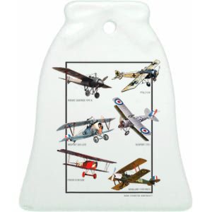 Wwi Fighters Airplanes Ceramic Bell Ornament