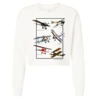 Wwi Fighters Airplanes Cropped Pullover Crew