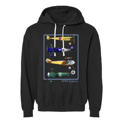 WWI Fighters Airplanes Vintage Garment-Dyed Fleece Hoodie
