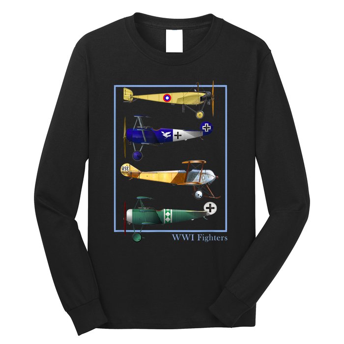 WWI Fighters Airplanes Vintage Long Sleeve Shirt