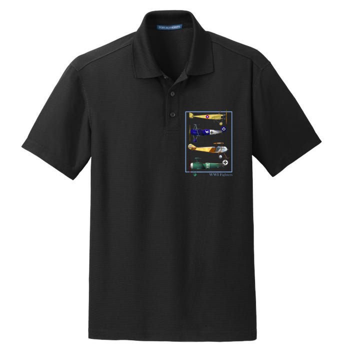 WWI Fighters Airplanes Vintage Dry Zone Grid Polo