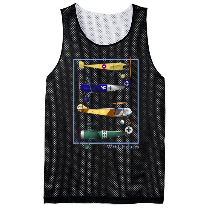 WWI Fighters Airplanes Vintage Mesh Reversible Basketball Jersey Tank