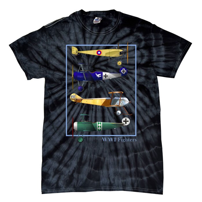 WWI Fighters Airplanes Vintage Tie-Dye T-Shirt