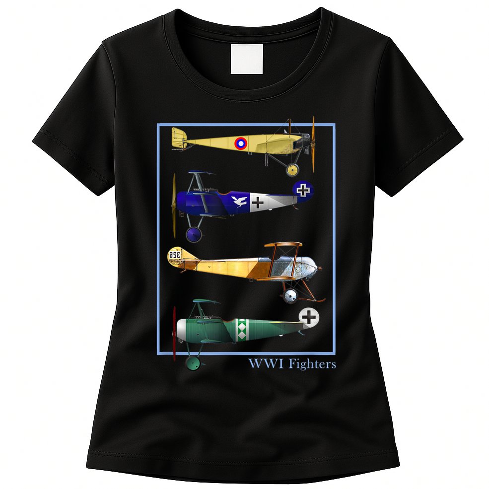 WWI Fighters Airplanes Vintage Womens T-Shirt