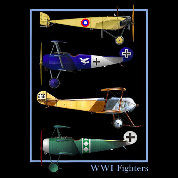 WWI Fighters Airplanes Vintage Womens T-Shirt