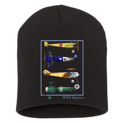 WWI Fighters Airplanes Vintage Short Acrylic Beanie