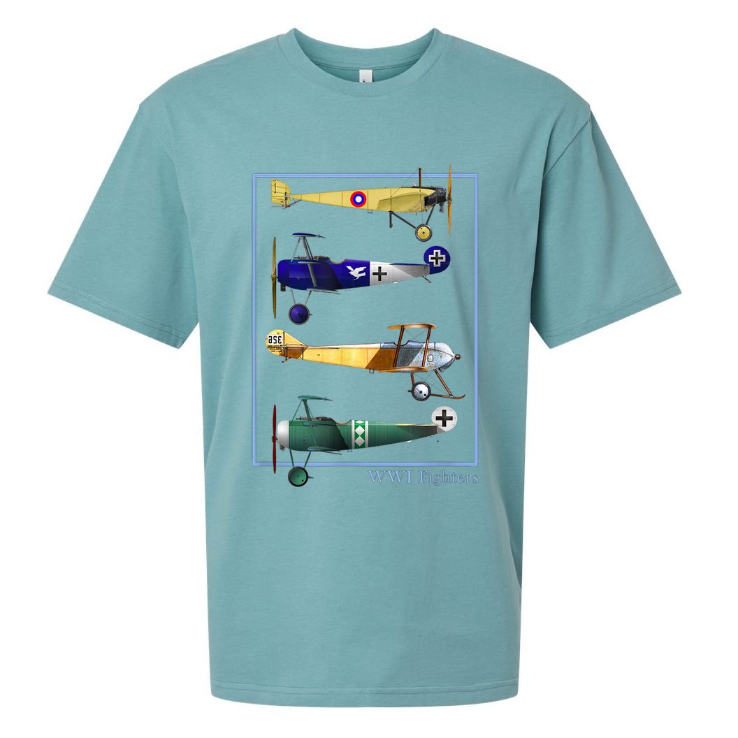 WWI Fighters Airplanes Vintage Sueded Cloud Jersey T-Shirt