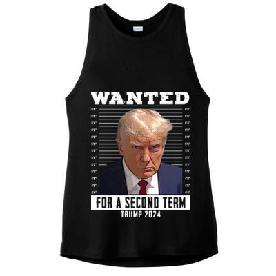 Wanted For A Second Term Trump 2024 Mugshot Ladies PosiCharge Tri-Blend Wicking Tank