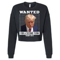 Wanted For A Second Term Trump 2024 Mugshot Cropped Pullover Crew