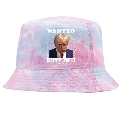 Wanted For A Second Term Trump 2024 Mugshot Tie-Dyed Bucket Hat