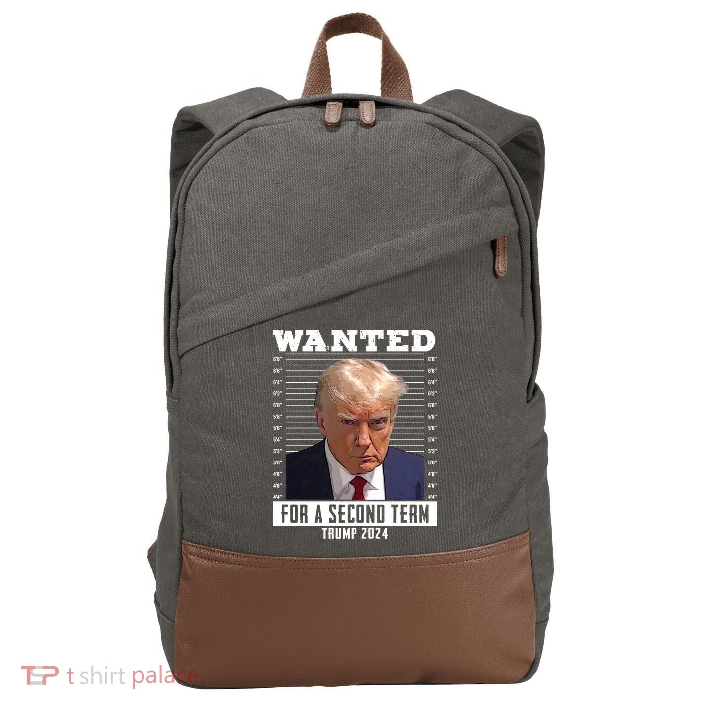 Wanted For A Second Term Trump 2024 Mugshot Cotton Canvas Backpack