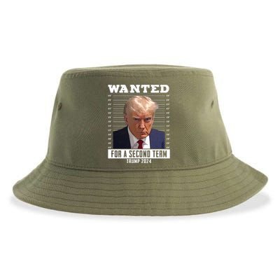 Wanted For A Second Term Trump 2024 Mugshot Sustainable Bucket Hat