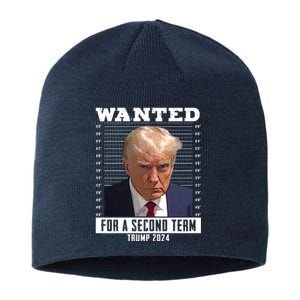 Wanted For A Second Term Trump 2024 Mugshot Sustainable Beanie