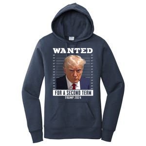 Wanted For A Second Term Trump 2024 Mugshot Women's Pullover Hoodie