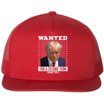 Wanted For A Second Term Trump 2024 Mugshot Flat Bill Trucker Hat