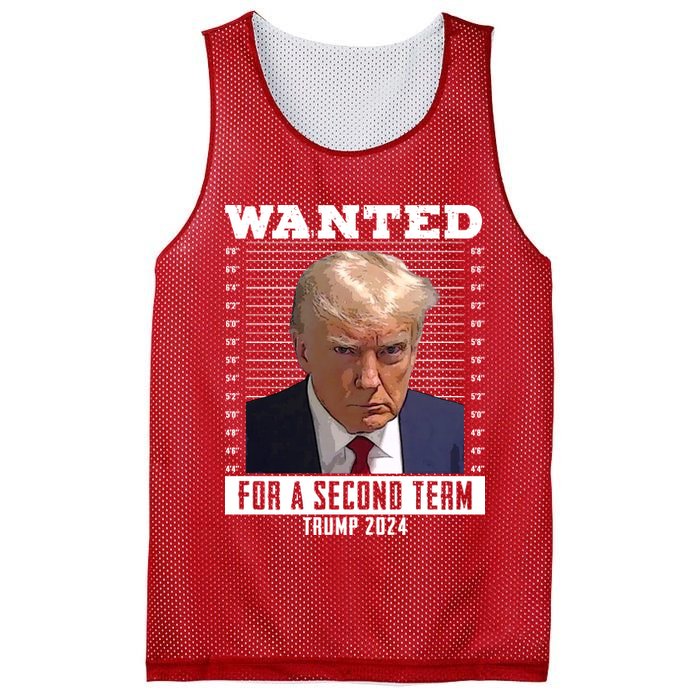 Wanted For A Second Term Trump 2024 Mugshot Mesh Reversible Basketball Jersey Tank