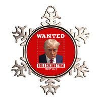 Wanted For A Second Term Trump 2024 Mugshot Metallic Star Ornament