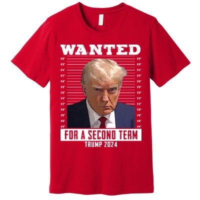 Wanted For A Second Term Trump 2024 Mugshot Premium T-Shirt