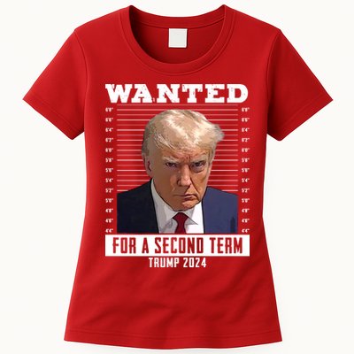 Wanted For A Second Term Trump 2024 Mugshot Womens T-Shirt