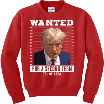 Wanted For A Second Term Trump 2024 Mugshot Kids Sweatshirt