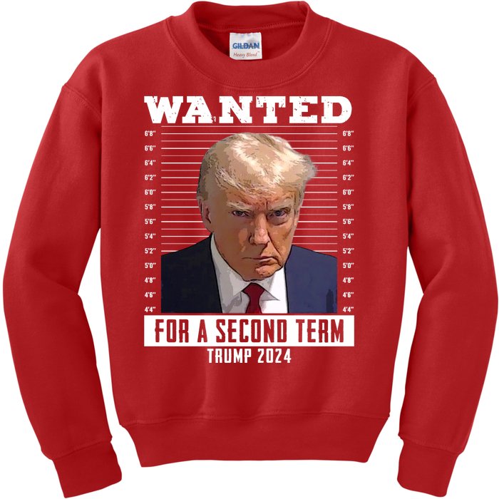 Wanted For A Second Term Trump 2024 Mugshot Kids Sweatshirt