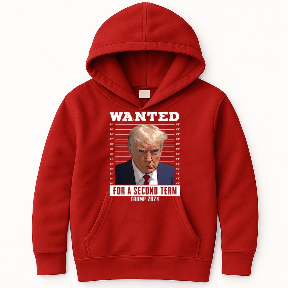 Wanted For A Second Term Trump 2024 Mugshot Kids Hoodie