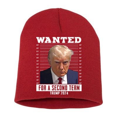 Wanted For A Second Term Trump 2024 Mugshot Short Acrylic Beanie