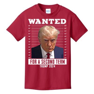 Wanted For A Second Term Trump 2024 Mugshot Kids T-Shirt