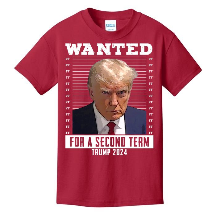 Wanted For A Second Term Trump 2024 Mugshot Kids T-Shirt