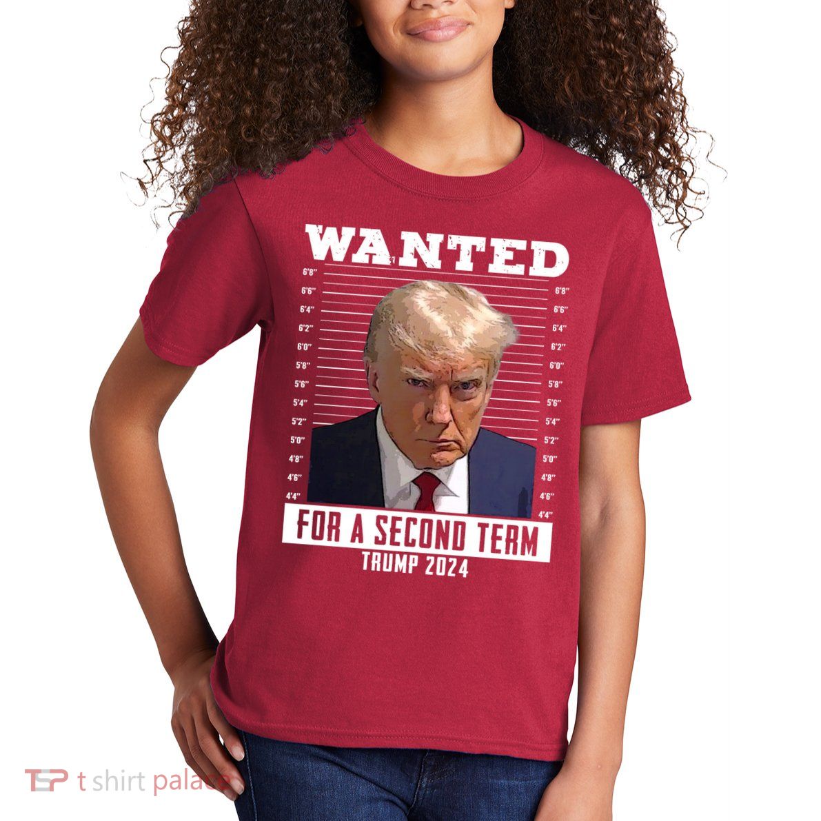 Wanted For A Second Term Trump 2024 Mugshot Kids T-Shirt