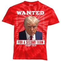 Wanted For A Second Term Trump 2024 Mugshot Kids Tie-Dye T-Shirt