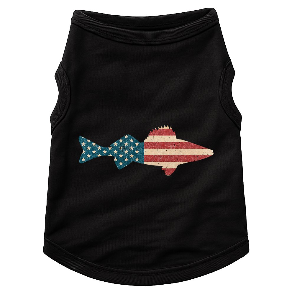 Walleye Fishing American Flag Sauger Angling Doggie Tank