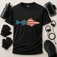 Walleye Fishing American Flag Sauger Angling Cooling Performance Crew T-Shirt