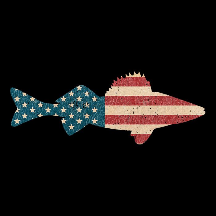 Walleye Fishing American Flag Sauger Angling Cooling Performance Crew T-Shirt