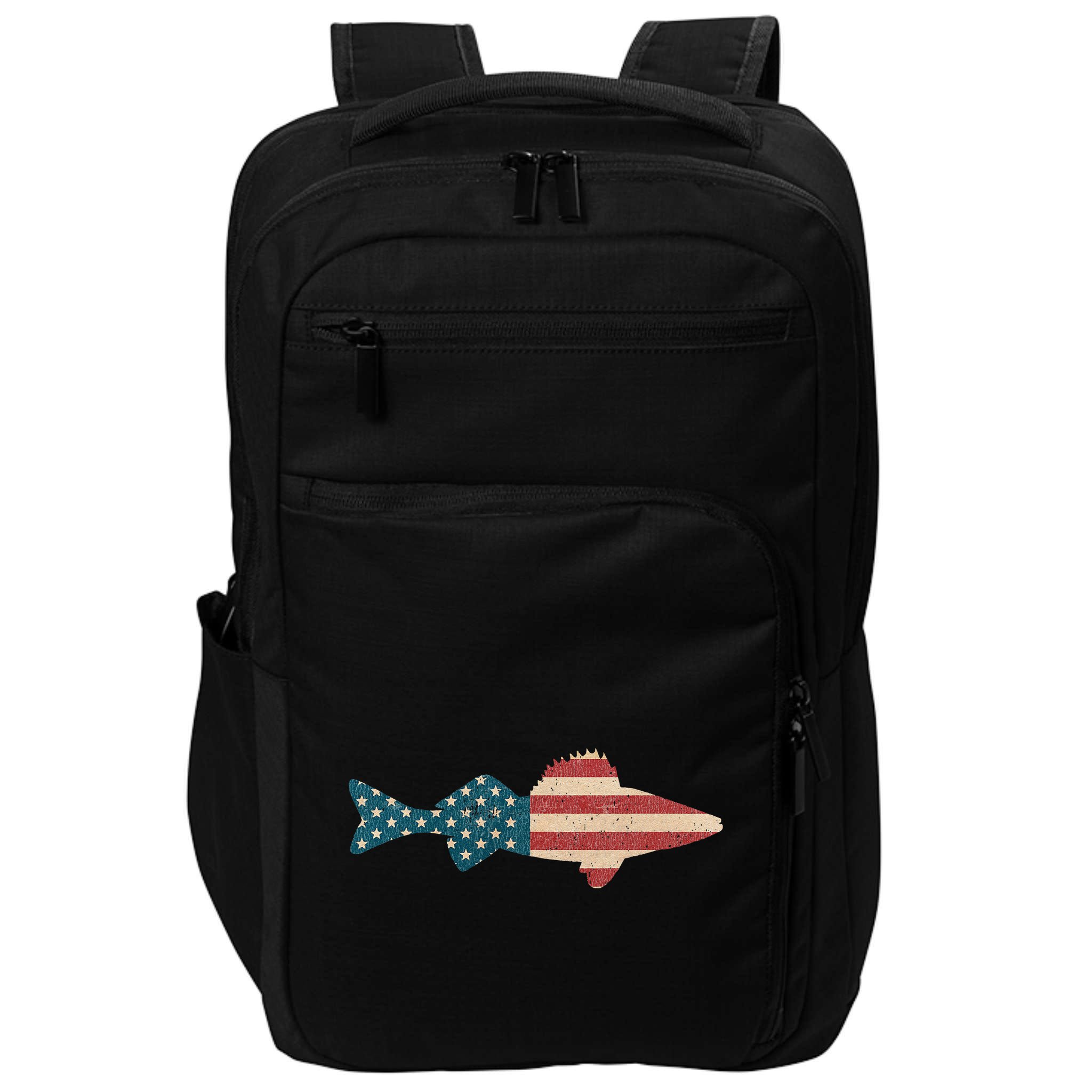 Walleye Fishing American Flag Sauger Angling Impact Tech Backpack