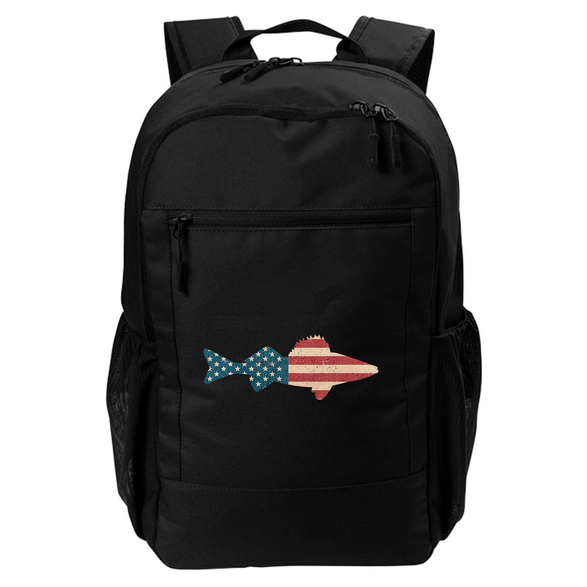 Walleye Fishing American Flag Sauger Angling Backpack