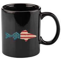 Walleye Fishing American Flag Sauger Angling 11oz C Handle Ceramic Mug