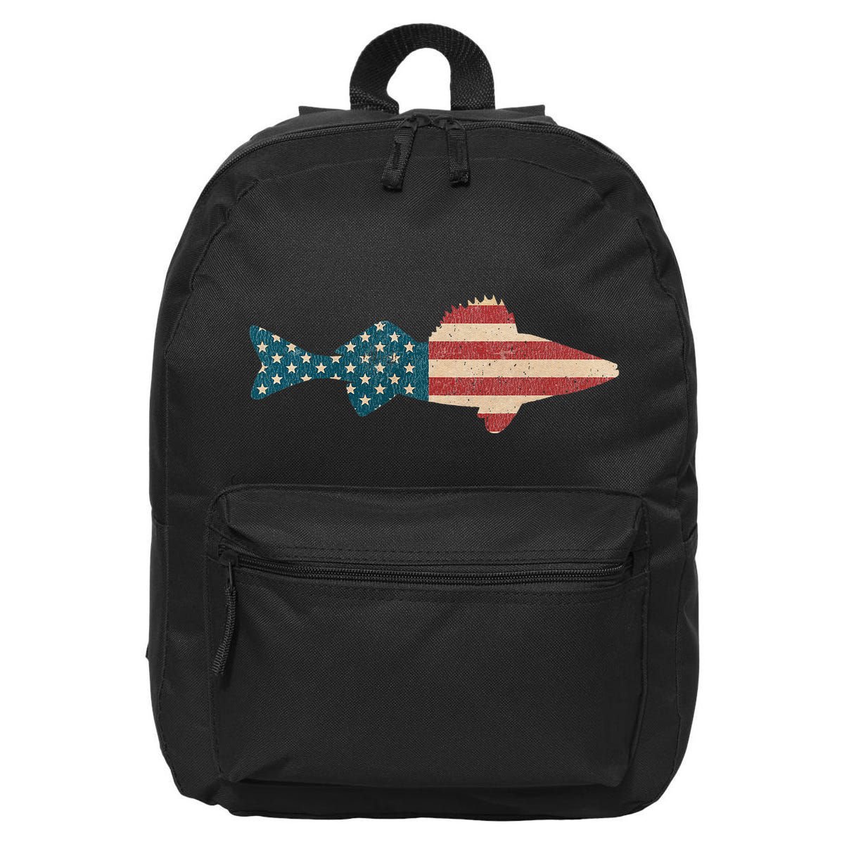 Walleye Fishing American Flag Sauger Angling 16 in Basic Backpack