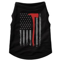 Wildland Firefighter Axe American Flag Thin Red Line Fireman Doggie Tank