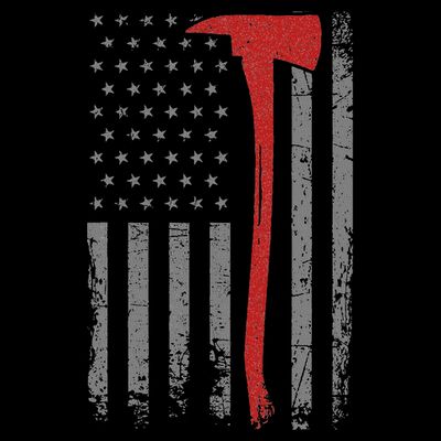 Wildland Firefighter Axe American Flag Thin Red Line Fireman T-Shirt
