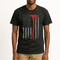 Wildland Firefighter Axe American Flag Thin Red Line Fireman Tall T-Shirt