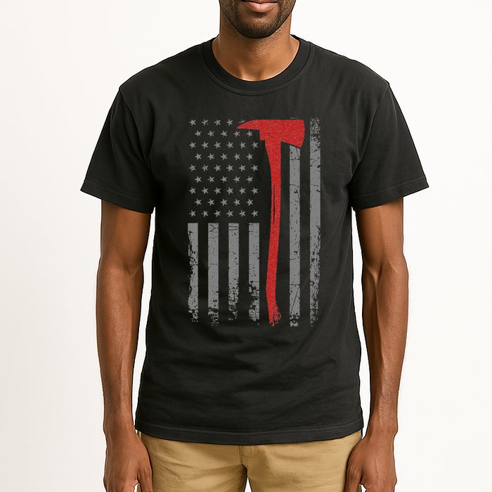 Wildland Firefighter Axe American Flag Thin Red Line Fireman Tall T-Shirt