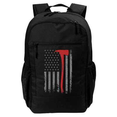 Wildland Firefighter Axe American Flag Thin Red Line Fireman Daily Commute Backpack