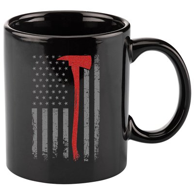 Wildland Firefighter Axe American Flag Thin Red Line Fireman 11oz C Handle Ceramic Mug