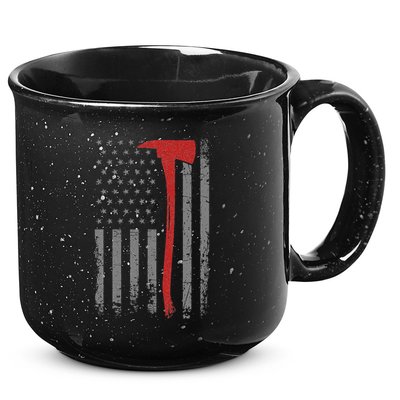 Wildland Firefighter Axe American Flag Thin Red Line Fireman 15oz Campfire Ceramic Mug