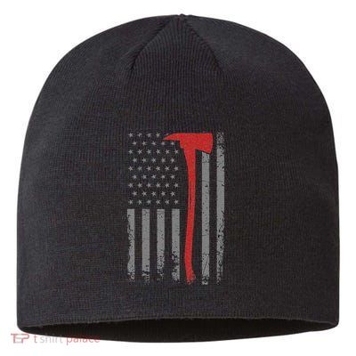 Wildland Firefighter Axe American Flag Thin Red Line Fireman Sustainable Beanie